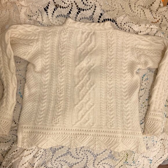 Handknit Irish Merino Wool Sweater – Rare Aran Tunic, Small/Medium - Picture 3 of 3